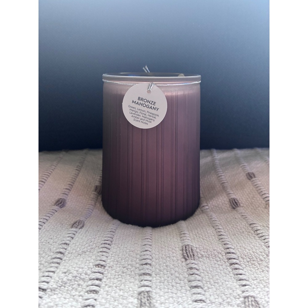 Better Homes & Gardens Bronze Mahogany Scented Candle 16.1oz Ribbed Glass Jar